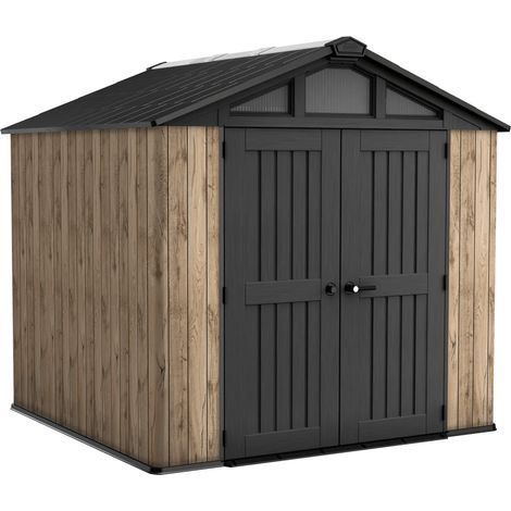 KETER Stronghold 8x8 Gartenhaus wetterfest Holzoptik Grau (1/5)