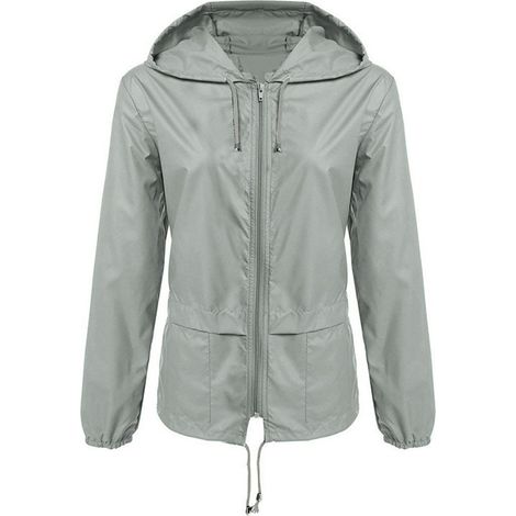 1 Veste de pluie Femme, Imperméable léger avec capuche, Manches longues, Coupe ajustée, Fermeture éclair, Extérieur (1/5)