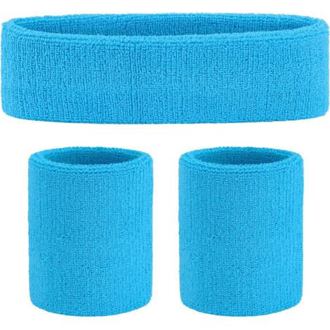 Ensemble de Bandeau (3 pièces) Sports Bandeau Poignet rayé Sweatband Tissu éponge Poignet Athletic Exercice Basketball Poignet Bandeau et Bandeaux humidité Mèche Sweat Head Band Absorbant  Bracelet 10 (1/4)