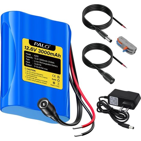 Batterie Rechargeable, Capacité 3000mAh, Compatibilité 12.6V, 1 Batterie et prise EU (1/2)