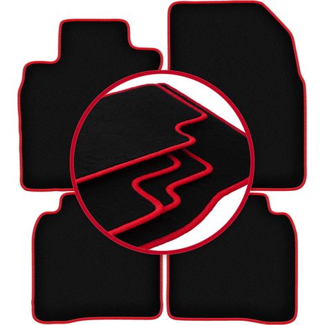 Tappetini in velluto con bordo rosso per: Nissan Note I E11 minivan (2006-2012) (1/5)