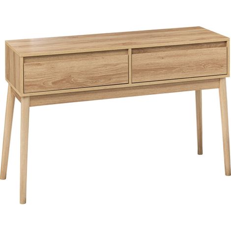 5Five Simply Smart – Console 2 tiroirs effet chêne naturel L 114 x P 37 x H 76 cm – Charnières avec amortisseur – Meuble élégant pour entrée (1/7)