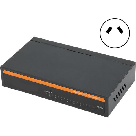 Commutateur réseau 8 ports Gigabit Ethernet TBCS5008E, Plug & Play, stable, robuste en alliage d'aluminium, 100-240V (prise AU) (1/5)