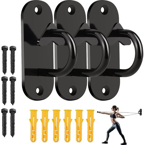 3 Pièces Crochet De Plafond Mural, Suspension d'ancrage, pour Gym & Home Suspension Sangles ancrer Anneaux, Mur de Montage au Plafond Support d'ancrage pour Fitness, Yoga, Swing, Bataille Cordes