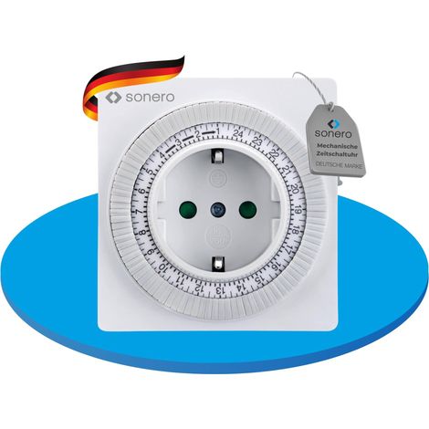 Interrupteur horaire mécanique pour Prise, minuterie 24 Heures, 96 Segments de Commutation, Interrupteur Marche/Auto, IP20, 3500 Watts, Blanc (1/5)