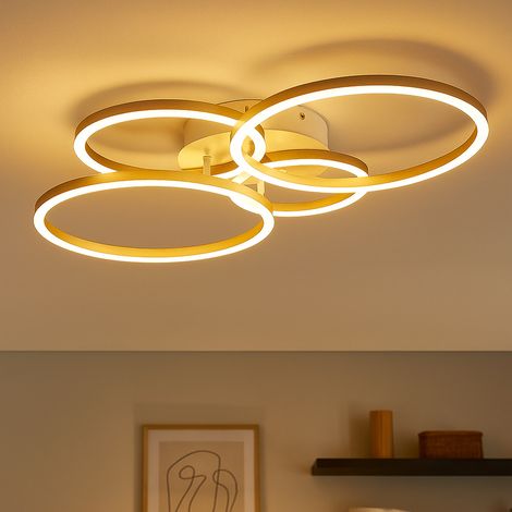 Plafonnier LED lampe de salon anneaux modernes plafonnier LED réglable argent, métal plastique, 1x 40W 1960lm 3000K, LxlxH 65,5x40,6x7,5 cm (1/5)