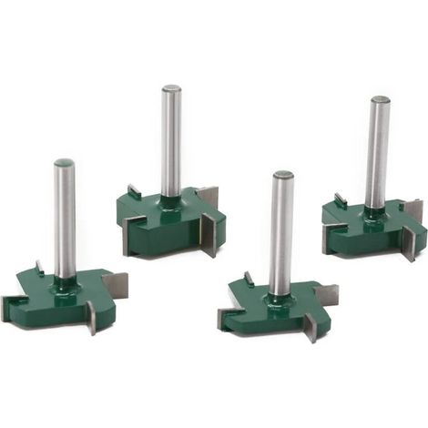 Green Mobility-6mm Shank 4 Edge T Type Slotting Cutter Woodworking Tool Router Bits- 4Pcs Set (1/5)
