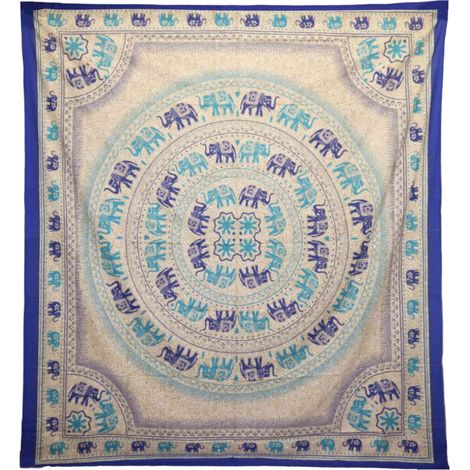 Tapiz / Colgante - Mandala Elefante - Azules