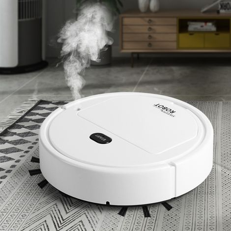 Robot Aspirateur Intelligent pour Maison – Nettoyage Automatique, Compact et Silencieux avec Fonction Pulvérisation Humidifiante, Électroménager Blanc