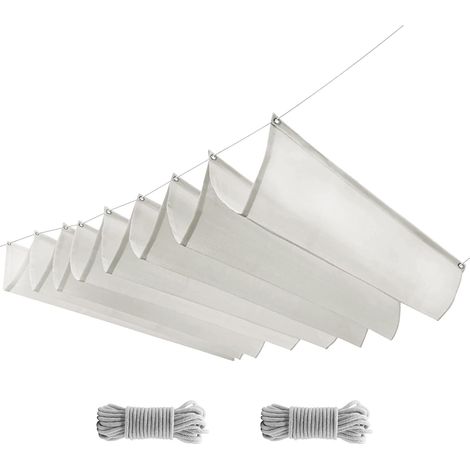 Voile d'ombrage rétractable effet vagues – Toile de terrasse imperméable tissu Oxford résistant solution d'ombrage anti-UV pour jardins et balcons (blanc cassé, 1 x 3 mètres) (1/5)