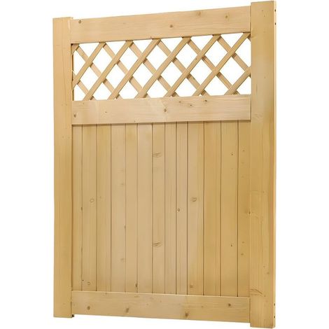 Diamond Lattice Wooden Courtyard Gate 90cm x 120cm, Outdoor Decor Timber Garden Door Fitting Kit: 2 T-Hinges + Stainless Steel 8" Bolt, Lock Sold Separately (1/5)