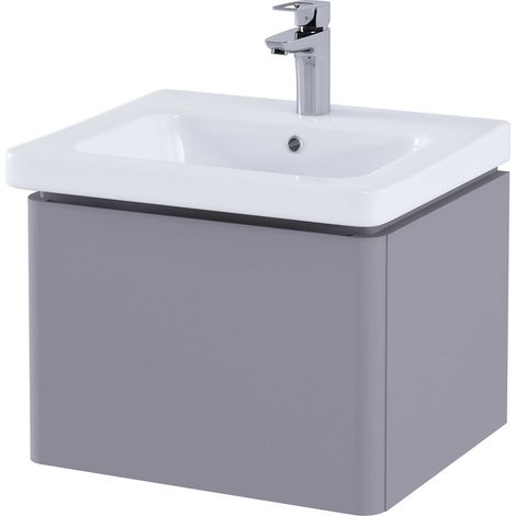RAK Resort Matt Mushroom 500mm Wall Hung Single Drawer Vanity Unit - RAKRSTWBU50602