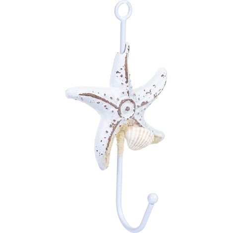 Percha de pared estrella de madera blanco 9x4x16h cm
