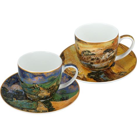 Carmani, lot de 2 tasses 220 ml - Van Gogh/Chaumières à Cordeville et fermes près d'Auvers (1/5)