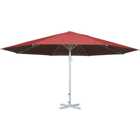 Parasol pour restauration Ø 5m mât polyester/aluminium blanc 28kg rouge sans pied 040003858