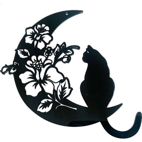 Guirlande Lune - Guirlande Chat D'Halloween En PP - Décor Gothique Pour Porte D'Entrée Fenêtre Mur - 40 Cm - 1 Pièce (1/5)