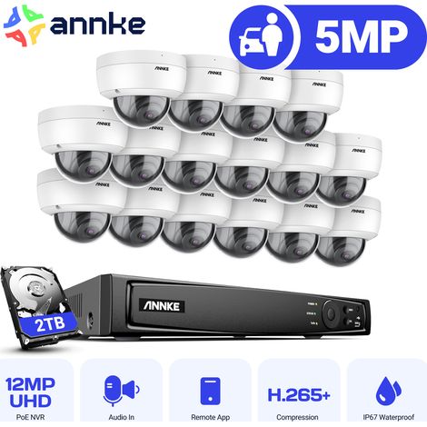 ANNKE Kit di Videosorveglianza 16×Telecamera Intelligenti Visione Notturna Sistema di Sorveglianza Telecamera Accesso Remoto 2TB (1/5)