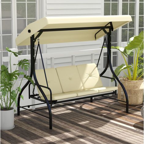 canapé salon convertible 3 places jardin acier beige OKMYHOME (1/4)