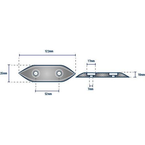 Anode Plaque hors-bord CHRYSLER - ORANGEMARINE - entraxe 50 mm (1/2)