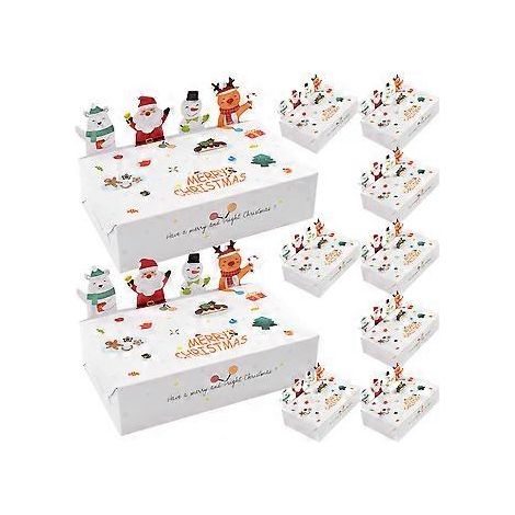 Lot de 10 boîtes cadeaux de Noël, boîtes à biscuits de Noël, boîtes à friandises en papier pour fêtes et fêtes