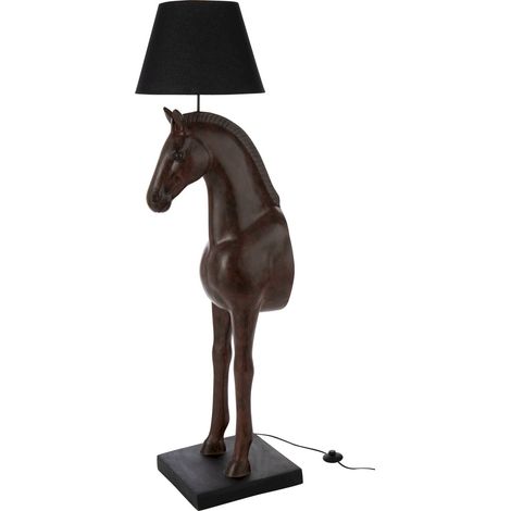 Lampadaire cheval en polyresine marron ambiance élégante - Marron foncé effet bronze (1/4)