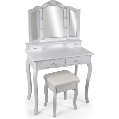 Consolle con sgabello e specchio illuminato 80x40x139 cm