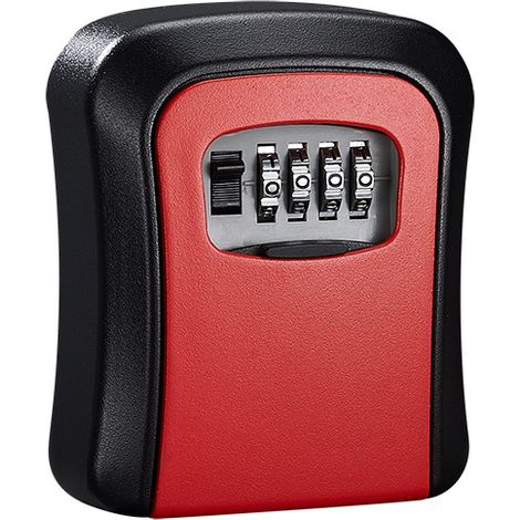 Coffre-fort à clé monobloc, coffre-fort à clé mural [étanche et antirouille] [utilisation en intérieur et en extérieur] pour la maison, l'école, le bureau, l'usine, le garage (noir rouge) - 80 x 95 x  (1/2)
