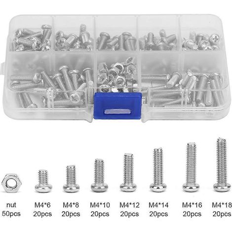 190-teiliges Kreuzschlitzschrauben-Set (M46, M48, M410, M412, M414, M416, M418) mit Muttern