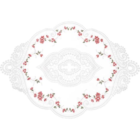 Nappe En Dentelle Brodée Ovale - Protection Meubles Salon Salle À Manger - Décoration Noël Mariage - 1 Pièce (1/5)