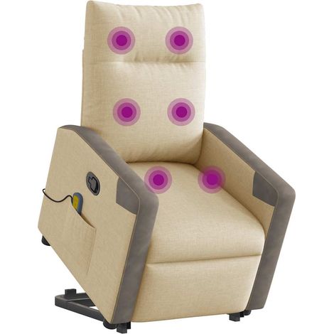 Fauteuil de Salon,Chaise,Fauteuil inclinable de massage Crème Tissu CFW230945 (1/5)