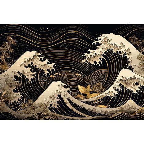Papier peint panoramique - Vagues japonaises - 130 cm x 87 cm (1/2)