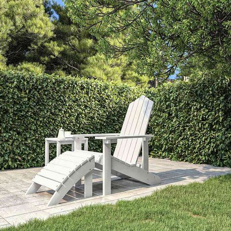 vidaXL Silla de jardín Adirondack con reposapiés HDPE blanco (1/5)