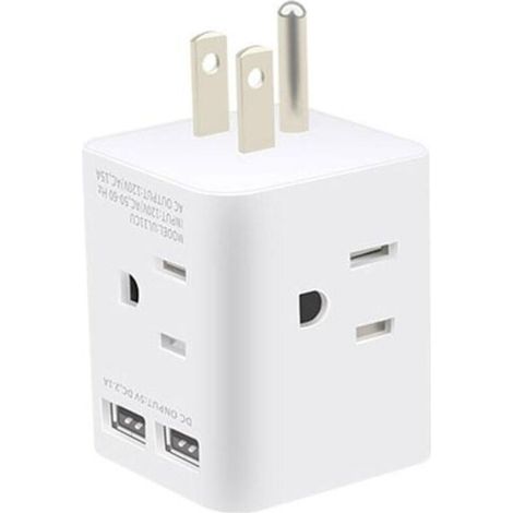 Würfelförmige Steckdosenleiste mit Multifunktionssteckdosen – Kein Überspannungsschutz – USB-C-Schnellladeanschluss – Kreuzfahrtschifftauglich – Zertifiziertes USB-Wandladegerät