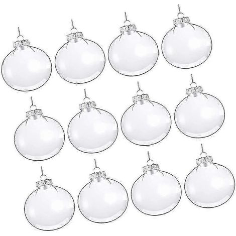 Lot de 12 boules de Noël transparentes multicolores à décorer soi-même pour le sapin. (1/5)