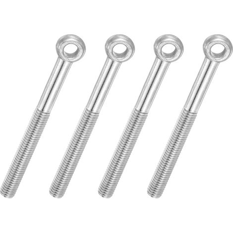 4 Pcs Boulon à Œil M10x85mm Boulon à Œillet de Levage pour Balancement d'Épaule, Vis Poisson en Acier Inoxydable 304, Filetage Métrique à Demi-Denture Trou Coulissant, Argentée (1/5)