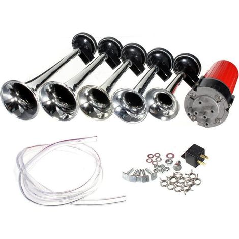 5 pezzi 125dB tromba musicale 12V con compressore per auto camion barca autobus - Bianco