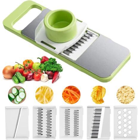 5 in 1 Vegetable Slicer, Manual Vegetable Slicer, Kitchen Mandoline, Kitchen Grater, Suitable for Onions, Cheese, Potatoes, Carrots and Lotus Root (1/5)