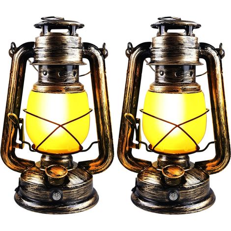 2 Pièces Lanterne Extérieure, Lanterne Vintage Rechargeable, Lanternes D'extérieur, Lanterne De Camping, Lampe Tempete Led Flammes Réalistes, Pour Jardin, Porche,Terrasse,Cour, Chemins (1/5)