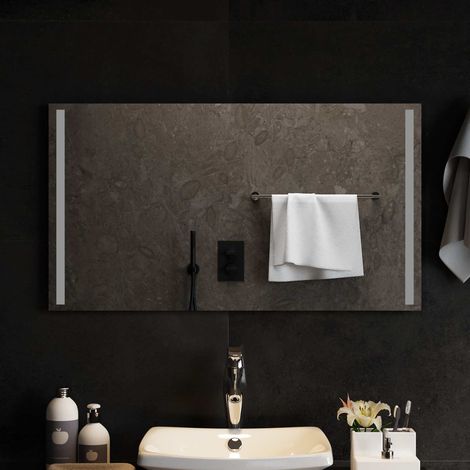 Miroir de salle de bain LED mural en verre trempé transparent 90 x 50 cm, 7kg - PANGIVO (1/5)