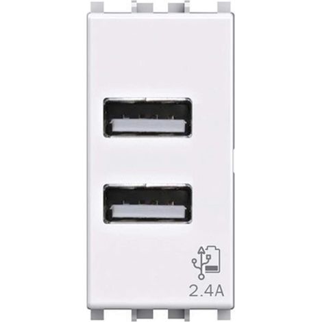 4BOX 4B.V14.USB.24 Prise murale USB 2,4 Ampères Compatible avec Vimar Plana Blanc