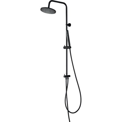 Colonna Doccia Round Nero Opaco con Centrale Scorrevole Minimal e Deviatore Verticale – Soffione Ø20 cm