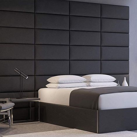 Panneau Décoratif Tête De Lit Capitonnée Mural 91cm Cuir Noir (1/5)