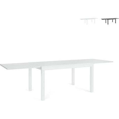 Ausziehbarer Gartentisch aus Aluminium in Holzoptik 90x135–270 Cliv YES - Weiß (1/5)