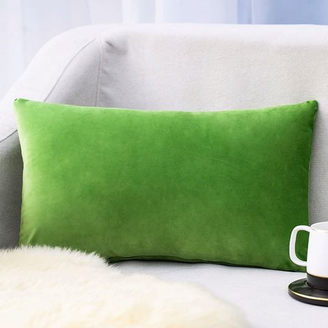 Housse De Coussin Rectangulaire - Velours - Vert Foncé - Fermeture Éclair - 30 x 50 cm - Pour Canapé Lit Salon Chambre - 1 Pièce (1/5)