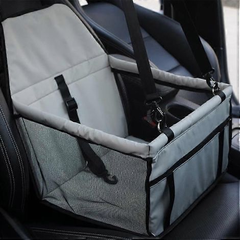 Siège auto PetsHome, housse en tissu Oxford respirant, convient aux chiens de petite et moyenne taille, aux chiots et autres. Gris uni. (1/5)