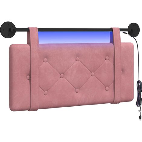 Testiera  Testata del letto sospesa Con luce LED Rosa Velluto (1/5)