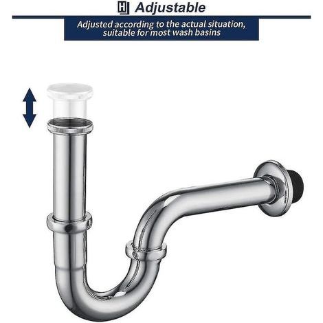 Stainless Steel Pipe Siphon Chrome Pipe Siphon Siphon + Washbasin Seal Odor Trap