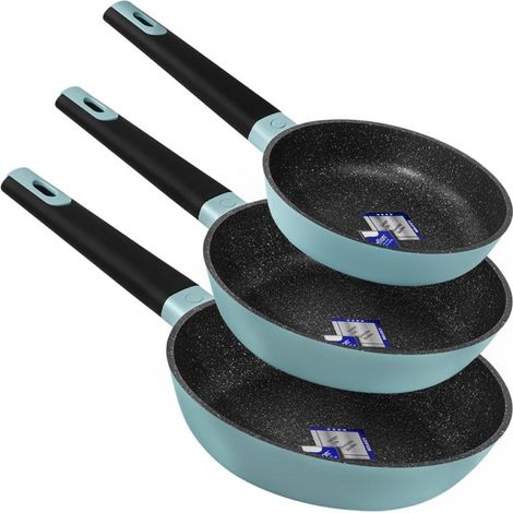 Set de Bratpfannen de 18-22-26 cm de Aluminiumguss de hohe Qualität, Eigenschaften con 5 Schichten und Beschichtung de maximale Antihaftwirkung Select Teflon™ Antihaftbeschichtung, frei de PFOA. (1/5)