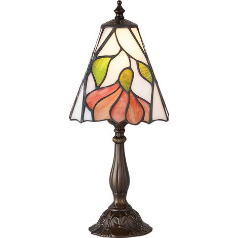 Interiors Botanica - Lampada da tavolo piccola 1 luce bronzo scuro, vetro Tiffany, E14 (1/4)