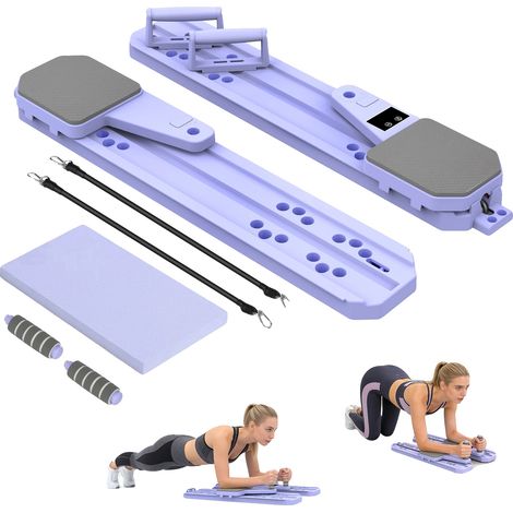 Planche de Pilates Multifonctionnelle, Design Ajustable, Accessoires Complets d'Entraînement, Violet(pfe) (1/2)